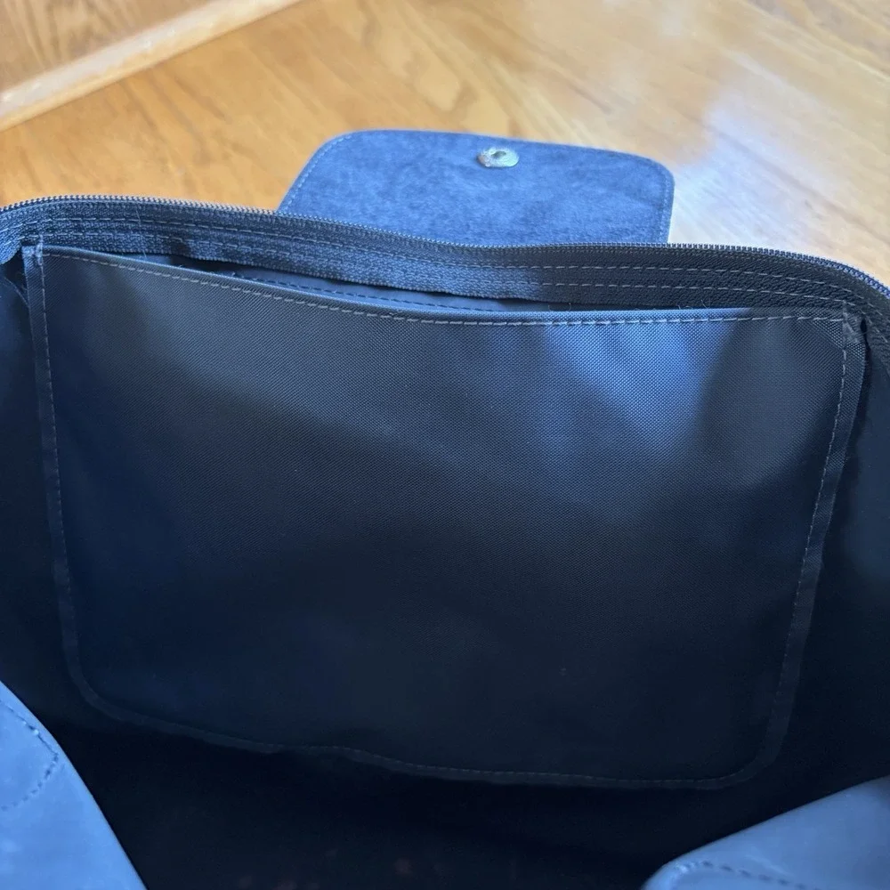 Longchamp Le Pliage Club Tote Bag Light Gray Medium‎ Shoulder Bag Embroidered